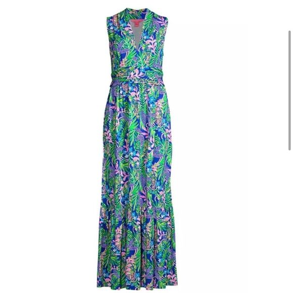 Lilly Pulitzer Pearce Maxi Dress Floral Tiger Size Medium - Picture 2 of 11